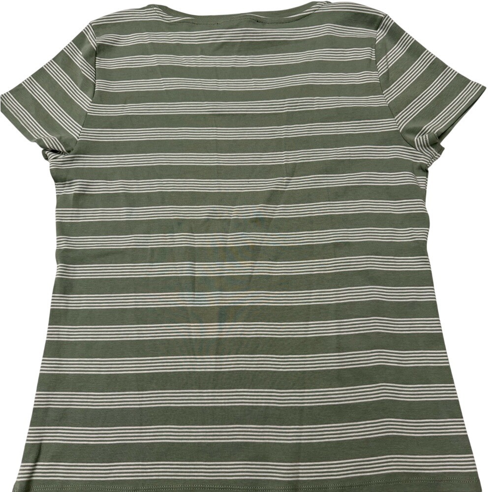 Tommy Hilfiger Olive and White Striped Tee Size XL - Picture 4 of 5